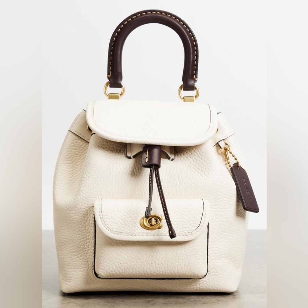 COACH Bag Riya 21 Backpack Chalk White Leather AUTHENTIC NWT-Broken Snap Closure - Picture 14 of 15